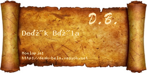 Deák Béla névjegykártya