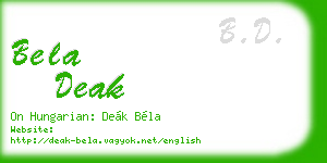 bela deak business card