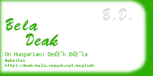 bela deak business card